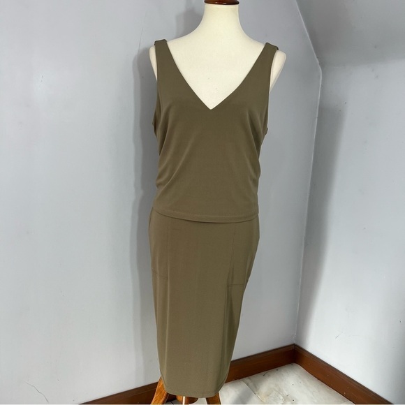 NWT Ralph Lauren Khaki Green Jersey Knit Comfortable Neutral Career Summer Dress - Picture 5 of 16